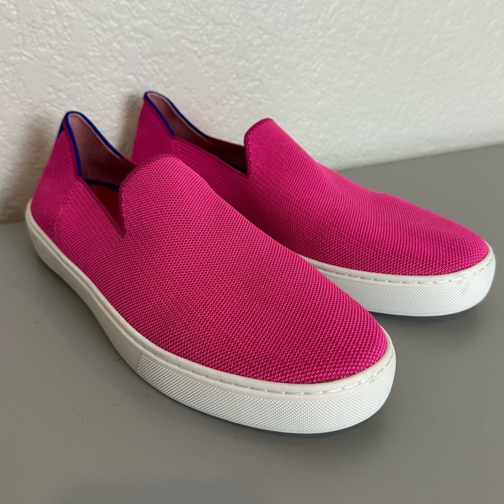 Rothy’s The Original Sneaker Slip On Bubblegum Pink washable Hot Pink Shoe